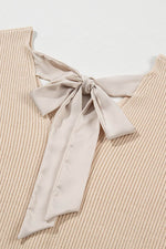 Load image into Gallery viewer, Black Lantern Sleeve V Neck Knot Back Sweater - Fashion Queen