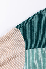 Load image into Gallery viewer, Multicolor Color Block Long Sleeve Ribbed Loose Top - Fashion Queen -  14