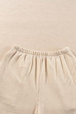 Load image into Gallery viewer, Carbon Grey Corded Knit Long Sleeve Top and High Waist Shorts Set - Fashion Queen