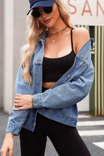 Load image into Gallery viewer, Light Blue Washed Oversize Pocketed Denim Jacket - Fashion Queen