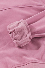 Load image into Gallery viewer, Bonbon Fleece Lined Zip Up Stand Collar Thumbhole Sleeve Sweatshirt - Fashion Queen