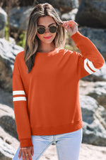 Load image into Gallery viewer, Fiery Red Varsity Striped Detail Drop Shoulder Oversized Sweatshirt