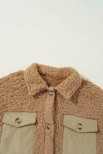 Load image into Gallery viewer, Blue Contrast Flap Pocket Single Breasted Teddy Coat - Fashion Queen