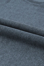 Load image into Gallery viewer, Black Solid Ribbed Knit Round Neck Pullover Sweatshirt - Fashion Queen