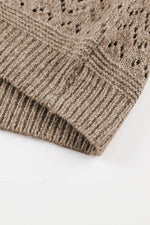 Load image into Gallery viewer, Black Eyelet Pattern Detail V Neck Drop Shoulder Sweater - Fashion Queen