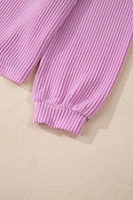 Load image into Gallery viewer, Carbon Grey Corded Knit Long Sleeve Top and High Waist Shorts Set - Fashion Queen