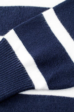 Load image into Gallery viewer, Blue Striped O-ring Zip Collared Loose Sweater Mini Dress - Fashion Queen - 18