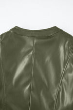 Load image into Gallery viewer, Black Solid Faux Leather Zipper Slim Fit Bomber Jacket - Fashion Queen