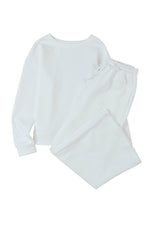 Load image into Gallery viewer, White Ultra Loose Textured 2pcs Slouchy Outfit - Fashion Queen