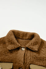 Load image into Gallery viewer, Blue Contrast Flap Pocket Single Breasted Teddy Coat - Fashion Queen