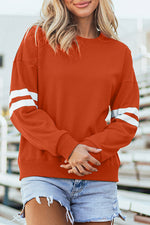 Load image into Gallery viewer, Fiery Red Varsity Striped Detail Drop Shoulder Oversized Sweatshirt