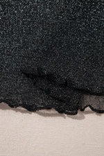 Load image into Gallery viewer, Black Metallic Glitter Mesh Long Sleeve Top - Fashion Queen -  8