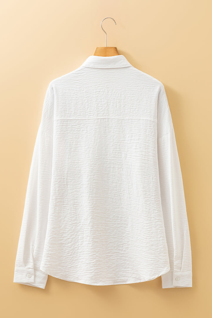 White Pure Color Patch Pocket Shirt