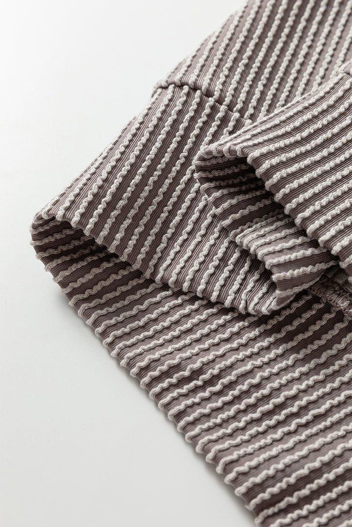 Multicolor Color Block Long Sleeve Ribbed Loose Top