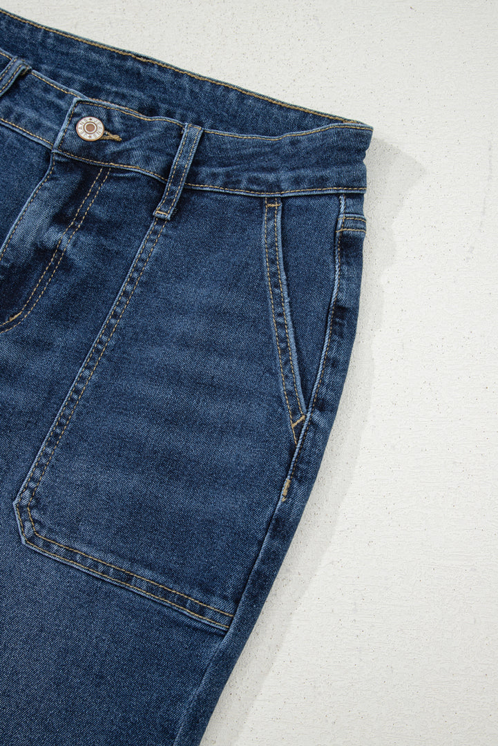 Sky Blue Cropped High Rise Wide Leg Jeans - Fashion Queen -  14