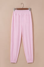 Load image into Gallery viewer, Lilac Drawstring Waist Patchwork Solid Color Jogger Pants