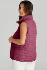 Load image into Gallery viewer, Silvery Plush Collared Quilted Zipped Puffer Vest - Fashion Queen