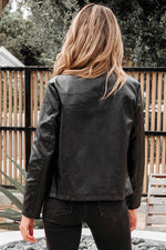 Load image into Gallery viewer, Black Faux Leather Buttoned Front Boxy Jacket