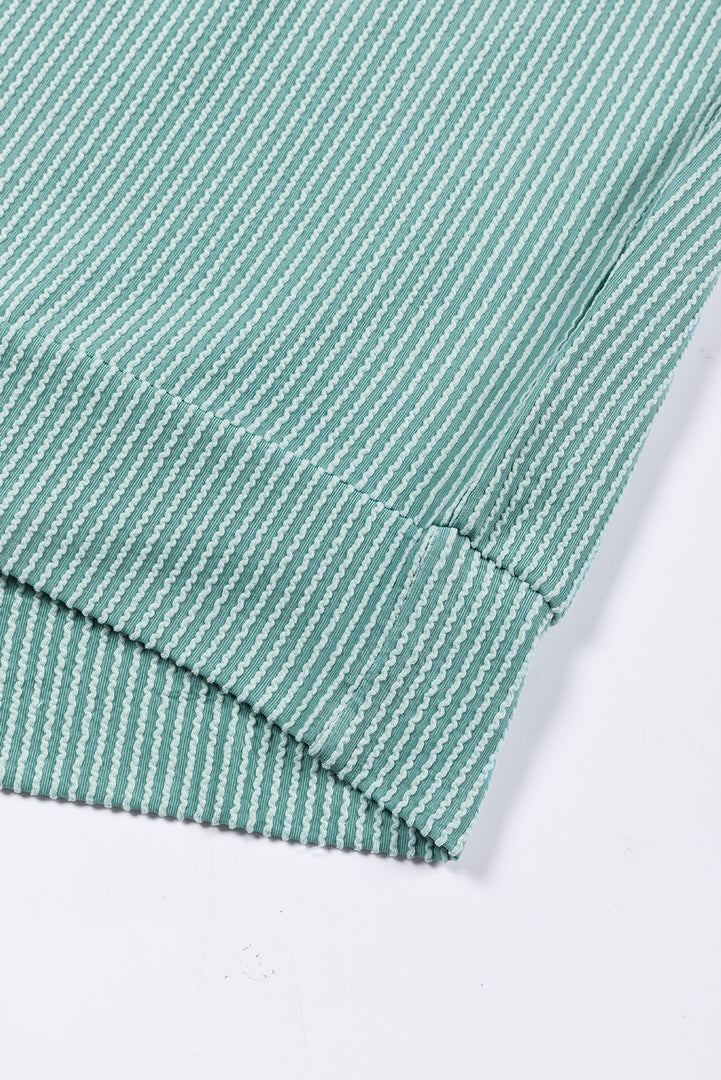 Multicolor Color Block Long Sleeve Ribbed Loose Top - Fashion Queen -  16