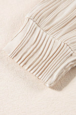 Load image into Gallery viewer, White Textured Wavy Round Neck Long Sleeve Top - Fashion Queen