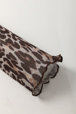 Load image into Gallery viewer, Multicolour Leopard Sheer Mesh Long Sleeve V Neck Lace-up Blouse - Fashion Queen - 10