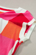 Load image into Gallery viewer, White Color Block Cap Sleeve Sweater - Fashion Queen