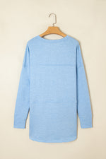 Load image into Gallery viewer, Myosotis Notched Neck Terry Raw Hem Long Sleeve Top