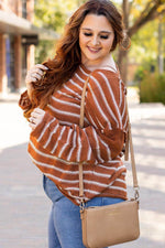 Load image into Gallery viewer, Sky Blue Stripe Drop Shoulder Casual Sweater - Fashion Queen