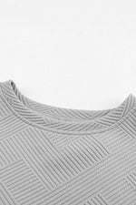 Load image into Gallery viewer, Black Textured Long Sleeve Top and Drawstring Shorts Set - Fashion Queen