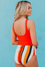 Load image into Gallery viewer, Black Square Neck Sleeveless Fashion Print Tankini Set - Fashion Queen