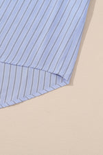 Load image into Gallery viewer, Green Stripe Button Up Oversized Casual Shirt - Fashion Queen - 27