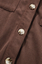 Load image into Gallery viewer, Black Hooded Drawstring Pockets Corduroy Shacket - Fashion Queen