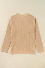 Load image into Gallery viewer, Apricot Cable Knit Drop Shoulder Side Slits Loose Sweater - Fashion Queen - 4