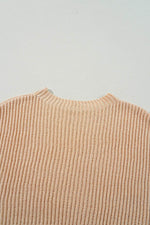 Load image into Gallery viewer, Apricot Cable Knit Drop Shoulder Side Slits Loose Sweater - Fashion Queen - 5