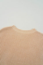 Load image into Gallery viewer, Apricot Cable Knit Drop Shoulder Side Slits Loose Sweater - Fashion Queen - 6