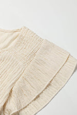 Load image into Gallery viewer, Apricot Crinkle Textured V Neck Flutter Sleeve Top - Fashion Queen - 7