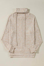 Load image into Gallery viewer, Apricot Drawstring Cowl High Neck Long Sleeve Split Top - Fashion Queen - 4