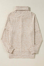 Load image into Gallery viewer, Apricot Drawstring Cowl High Neck Long Sleeve Split Top - Fashion Queen - 5