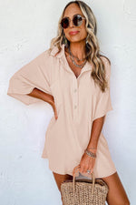 Load image into Gallery viewer, Apricot Half Button Collared Loose Romper - Fashion Queen - 4