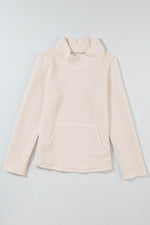 Load image into Gallery viewer, Apricot High Neck Kangaroo Pocket Quilted Sweatshirt - Fashion Queen - 4