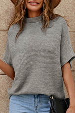 Load image into Gallery viewer, Apricot High Neck Short Bat Sleeve Sweater - Fashion Queen - 4