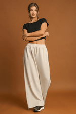 Load image into Gallery viewer, Apricot Loop Drawstring Casual Wide Leg Pants - Fashion Queen - 3
