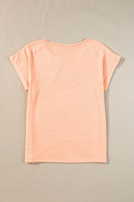 Load image into Gallery viewer, Apricot Pink Button Detail Batwing Sleeve Casual Tee - Fashion Queen - 8