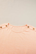 Load image into Gallery viewer, Apricot Pink Button Detail Batwing Sleeve Casual Tee - Fashion Queen - 9