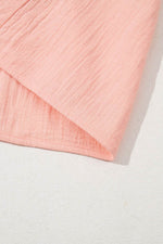 Load image into Gallery viewer, Apricot Pink Plus Size Textured Wide Short Sleeve Babydoll Blouse - Fashion Queen - 10