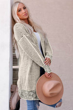 Load image into Gallery viewer, Apricot Plaid Knitted Long Open Front Cardigan - Fashion Queen - 12