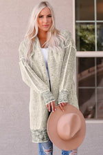 Load image into Gallery viewer, Apricot Plaid Knitted Long Open Front Cardigan - Fashion Queen - 13