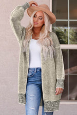 Load image into Gallery viewer, Apricot Plaid Knitted Long Open Front Cardigan - Fashion Queen - 14