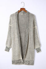 Load image into Gallery viewer, Apricot Plaid Knitted Long Open Front Cardigan - Fashion Queen - 15