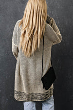 Load image into Gallery viewer, Apricot Plaid Knitted Long Open Front Cardigan - Fashion Queen - 2